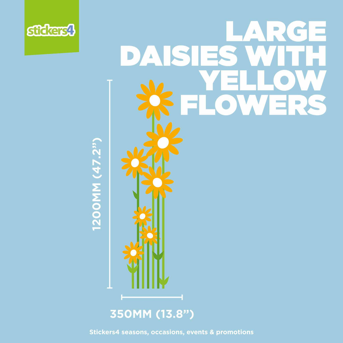 Colourful Daisies with Stems Window Sticker