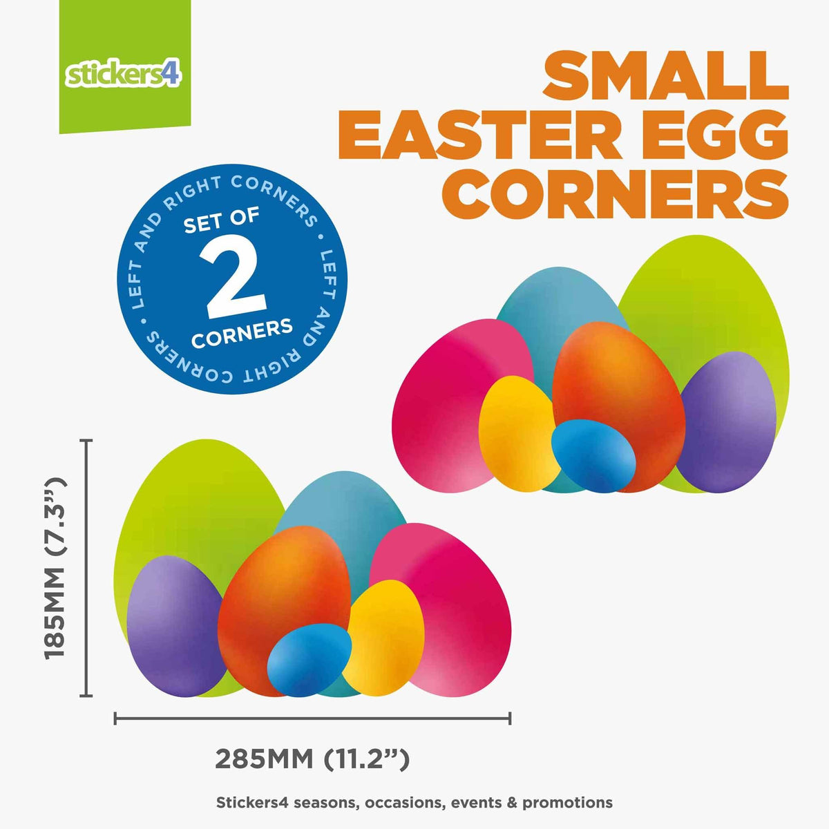 Set of 2 Easter Egg Corner Window Stickers