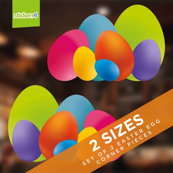 Set of 2 Easter Egg Corner Window Stickers Easter Window Display