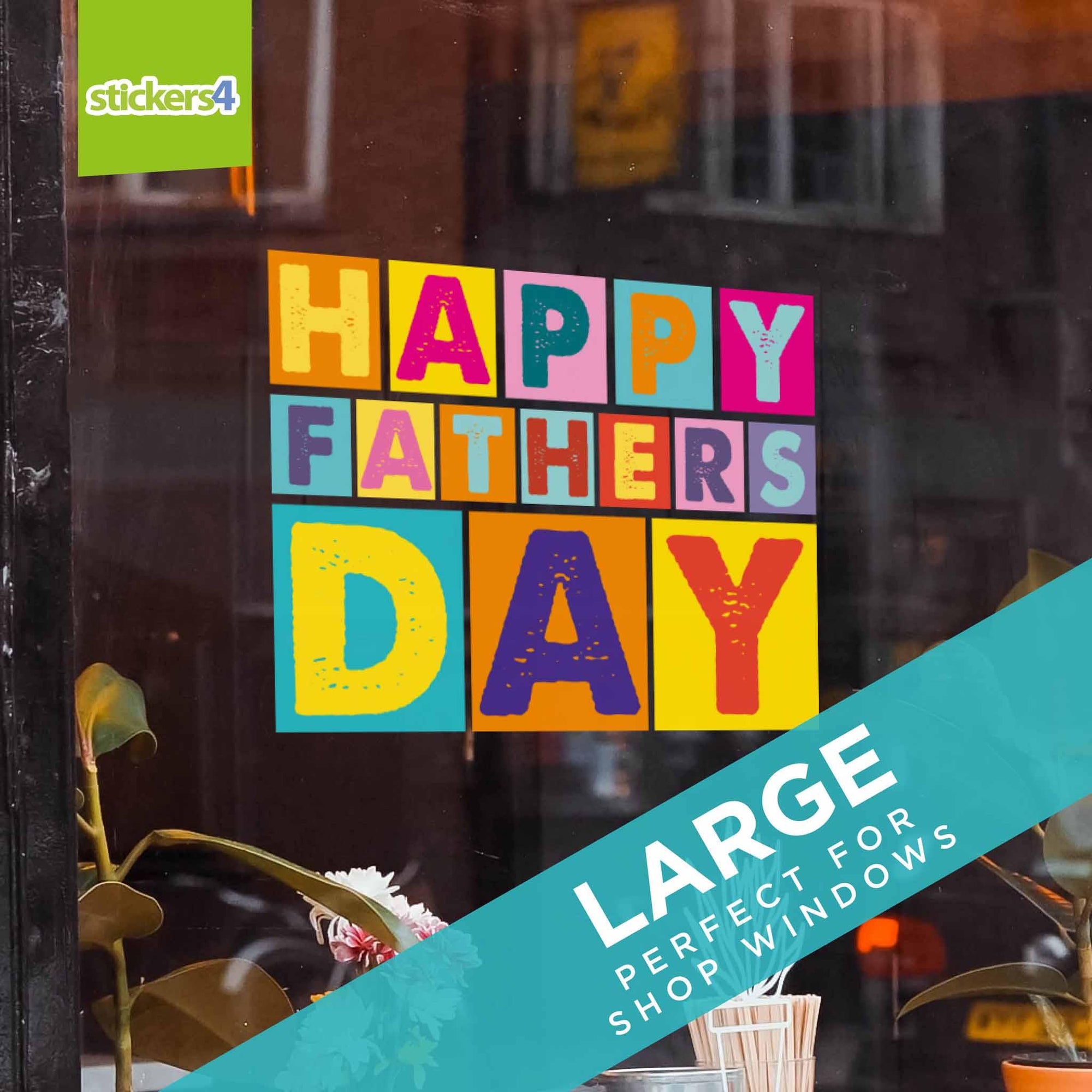 Colourful Happy Father's Day Window Cling Sticker Father's Day Window Display