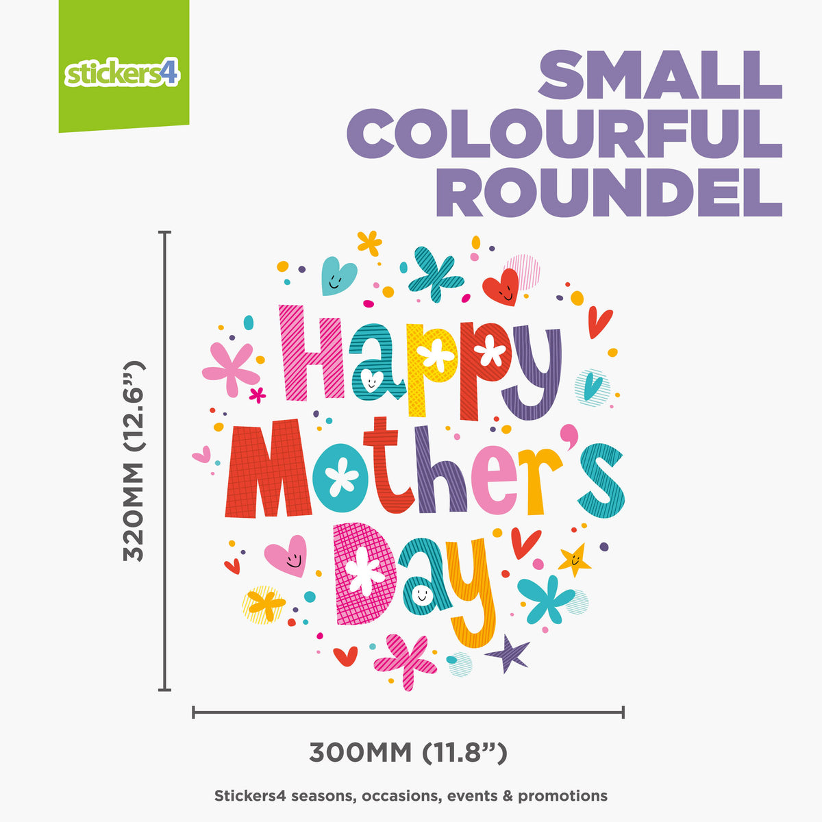 Colourful Happy Mother&#39;s Day Roundel Window Cling Sticker