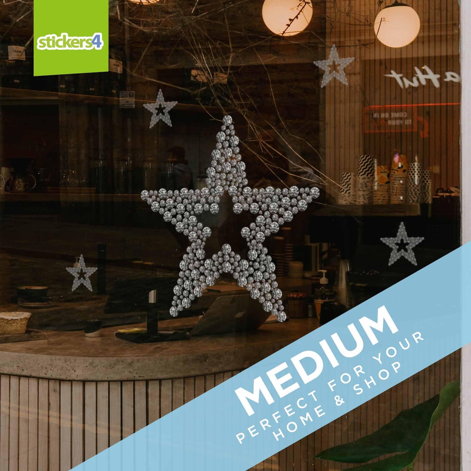 Crystal Stars Window Cling Stickers Christmas Window Display