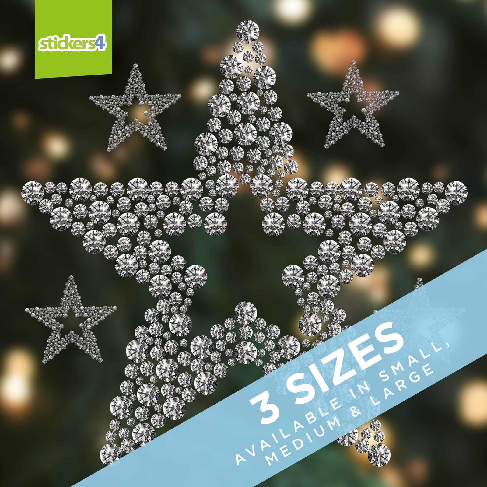 Crystal Stars Window Cling Stickers Christmas Window Display