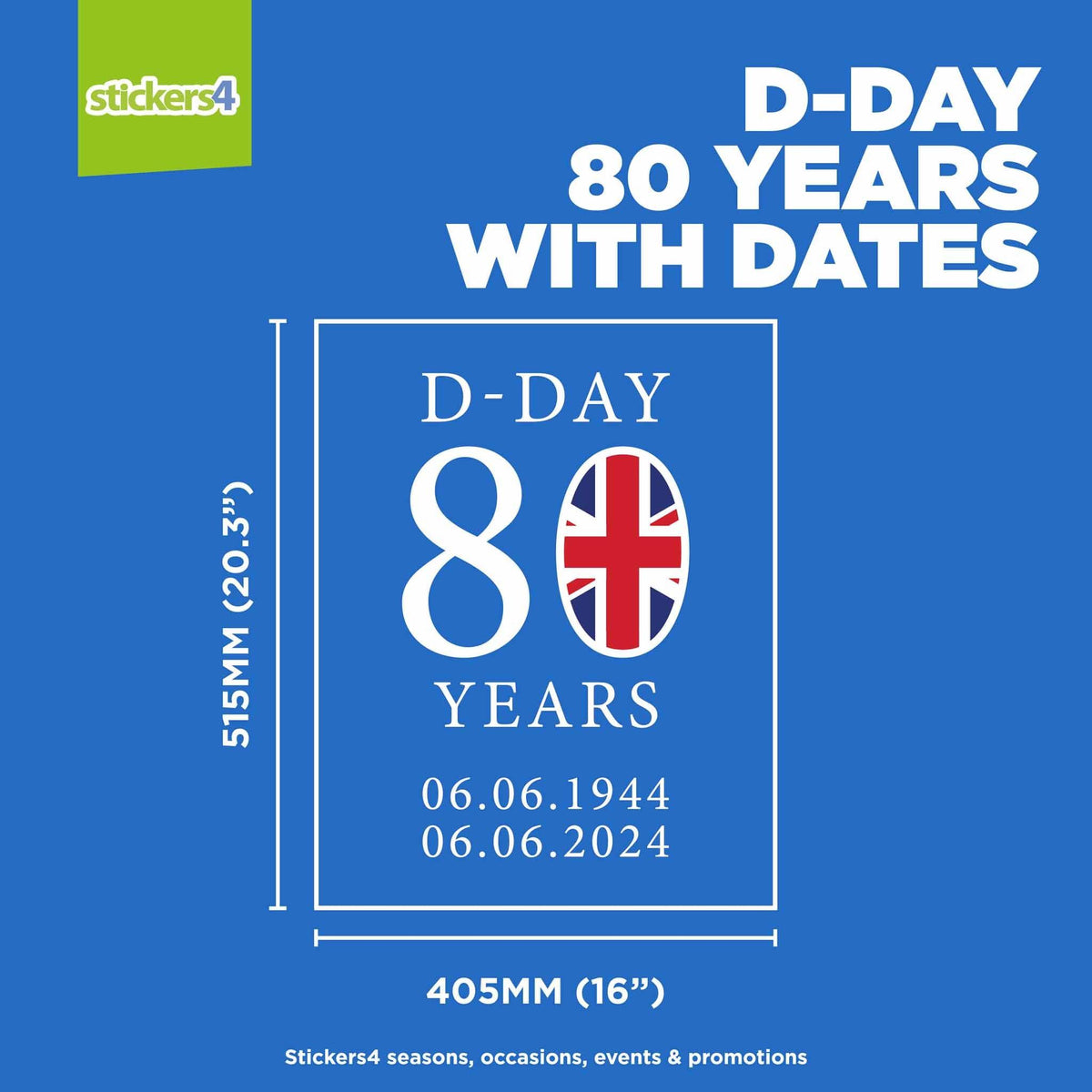 D-Day 80 Years with Dates Window Sticker Remembrance Window Display