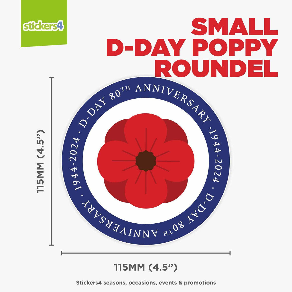 D-Day Poppy Roundel Window Sticker Remembrance Window Display
