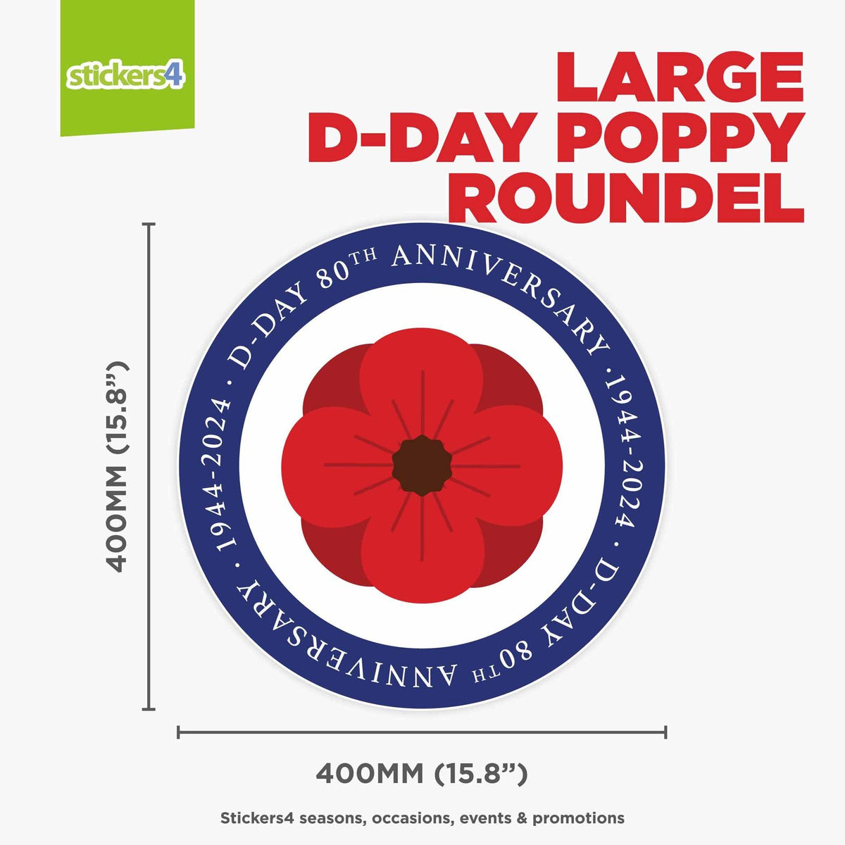D-Day Poppy Roundel Window Sticker Remembrance Window Display