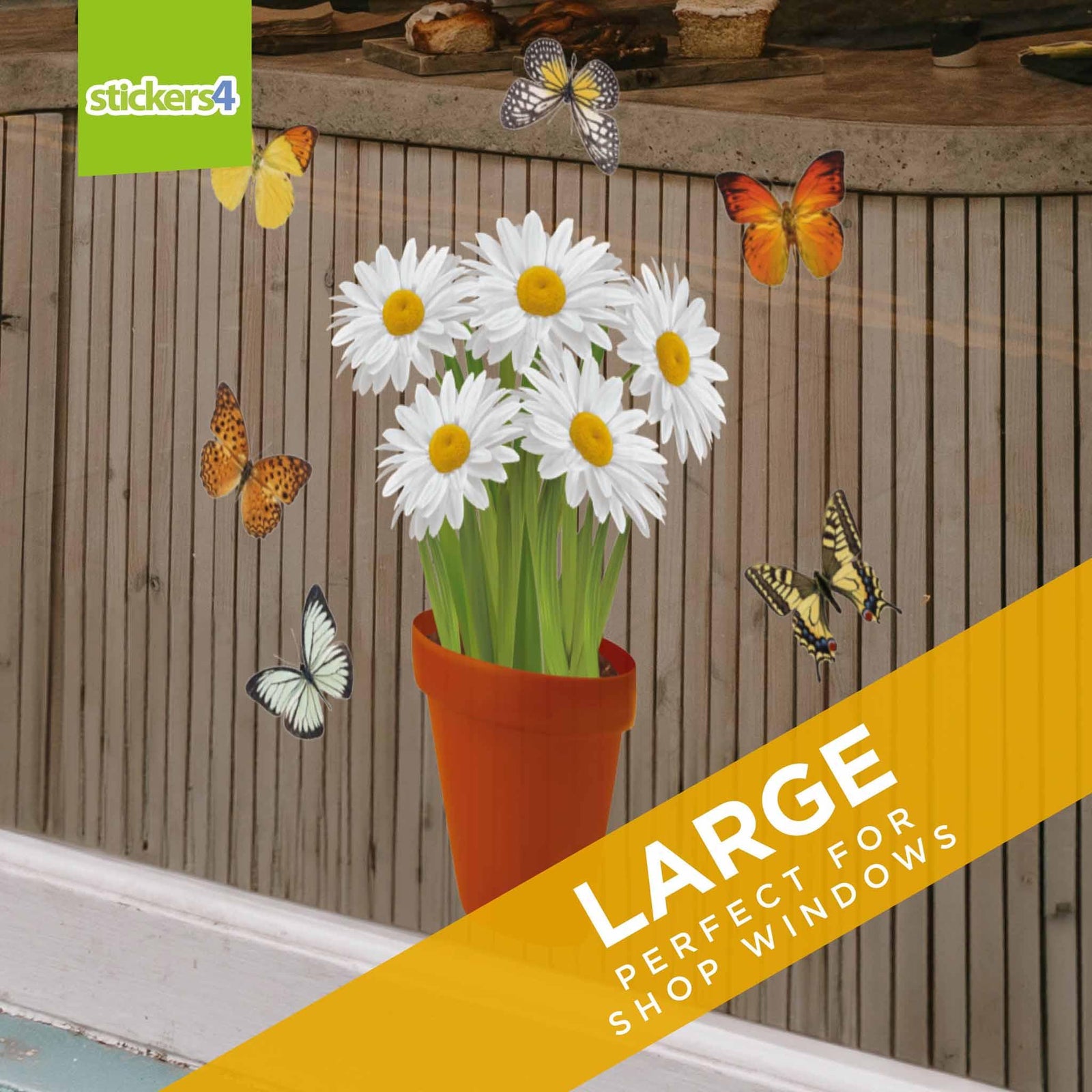 Daisies in a Pot Window Cling Sticker Seasonal Window Display