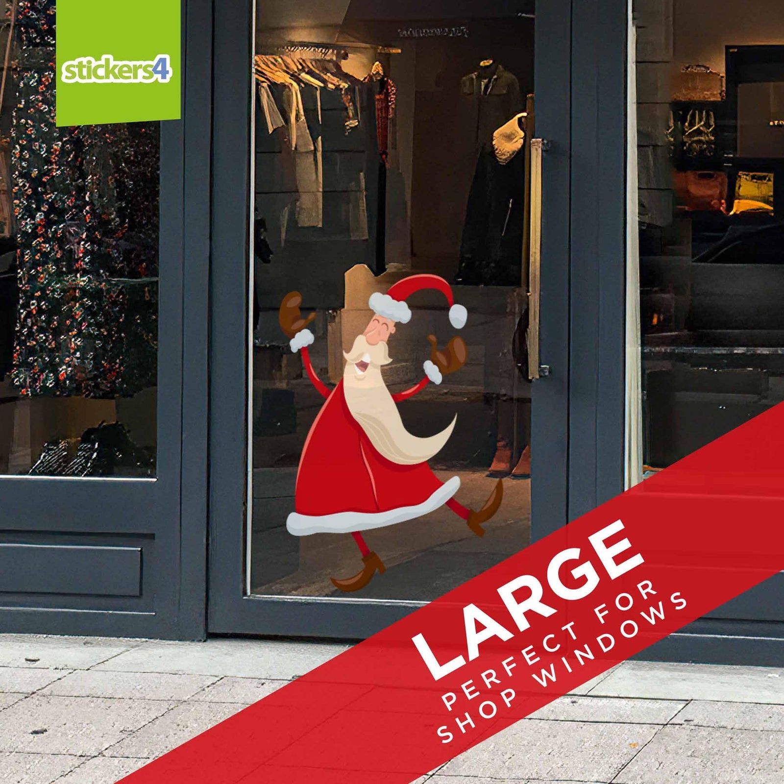 Dancing Santa Christmas Window Cling Christmas Window Display