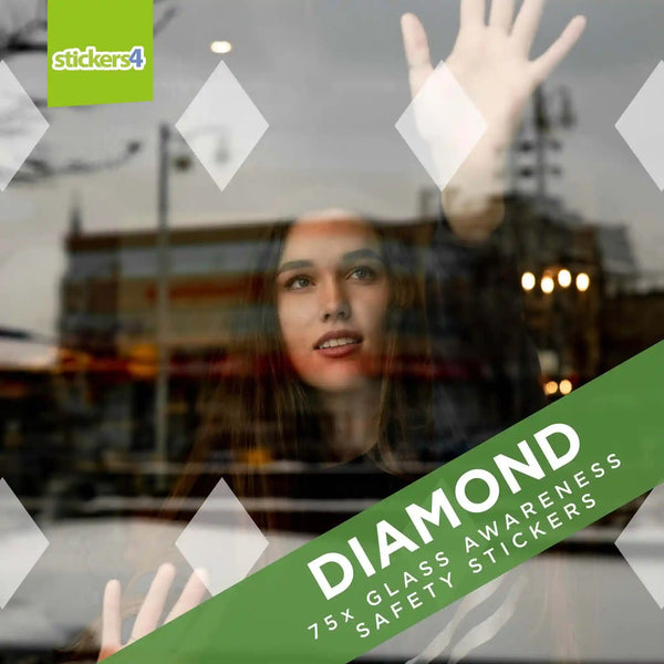 75x Diamond Glass Awareness Window Stickers | Glass Safety
