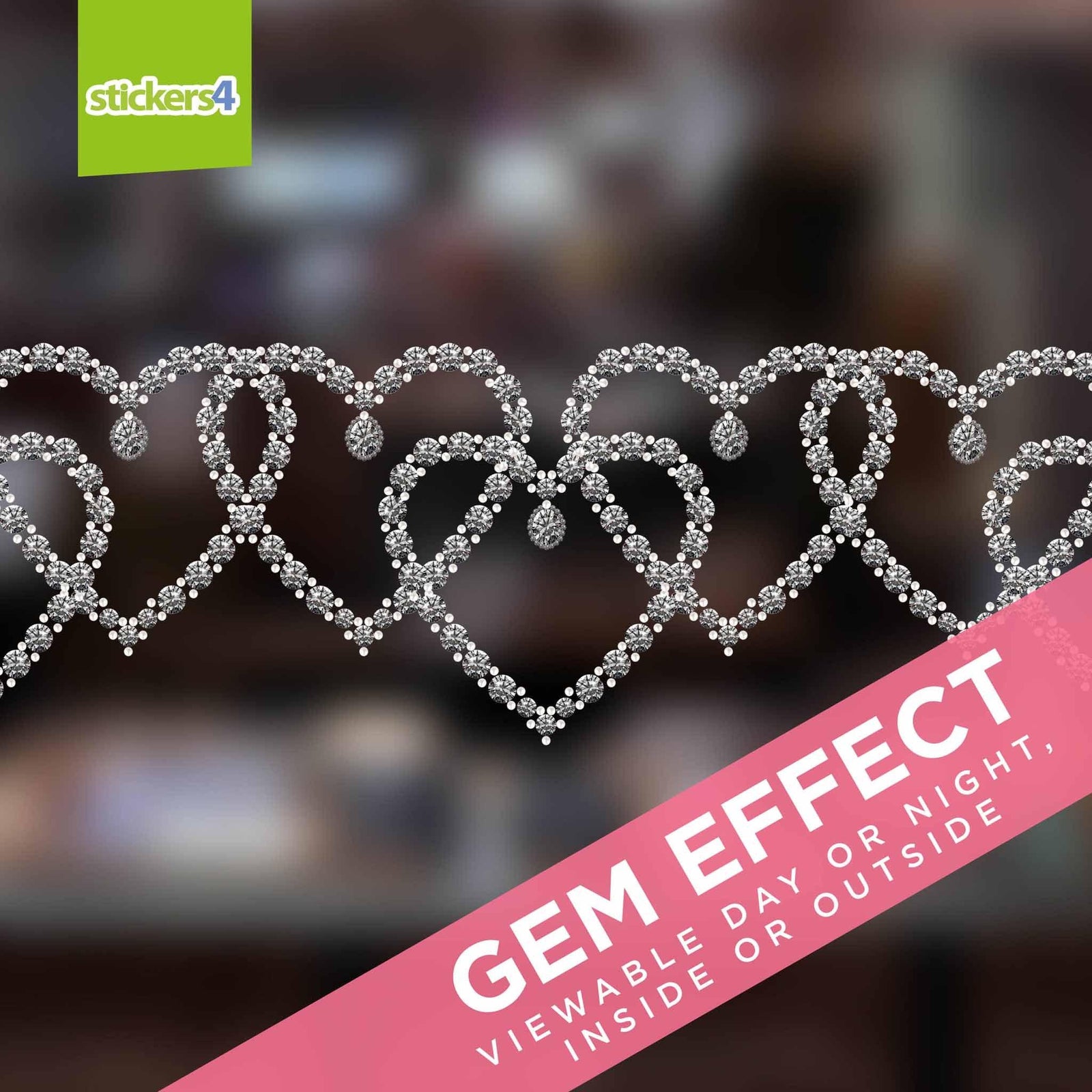 Diamonds & Pearls Hearts Border Window Cling Sticker Valentine's Day Display