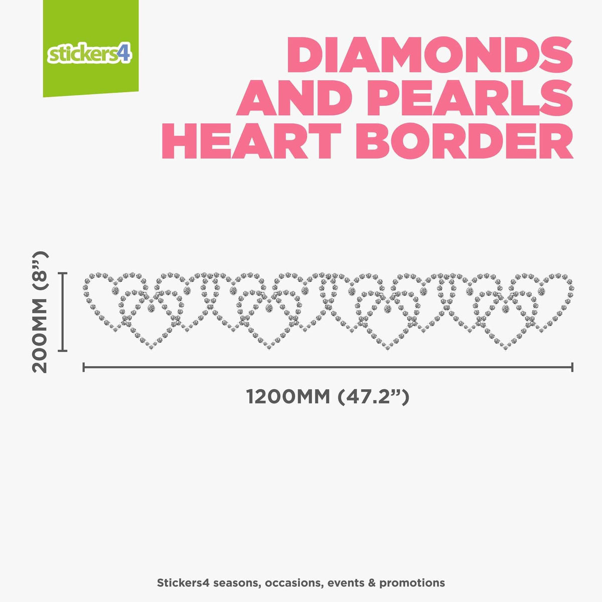 Diamonds &amp; Pearls Hearts Border Window Cling Sticker