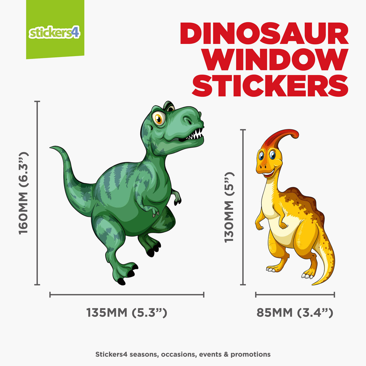 Dinosaur Set - Double-Sided Children&#39;s Window Cling Stickers