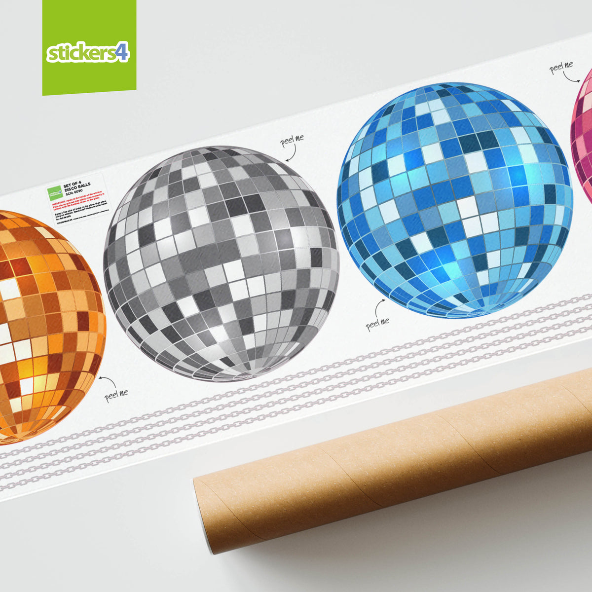 Set of 4 Disco Ball Window Stickers