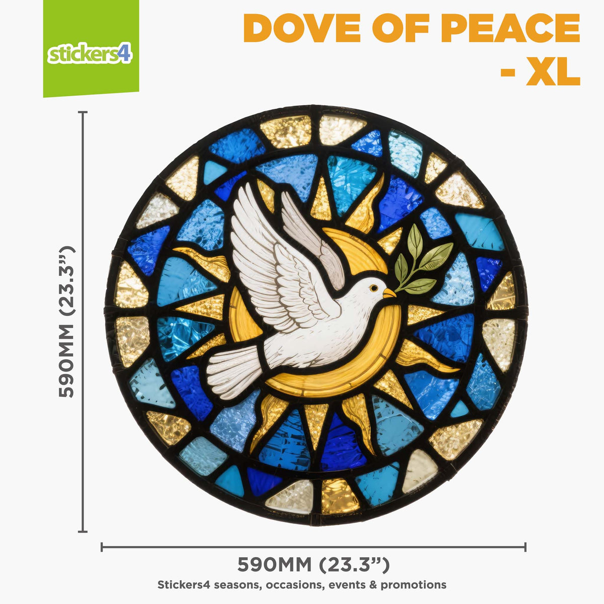 Stained Glass Dove with Olive Branch Window Cling Sticker