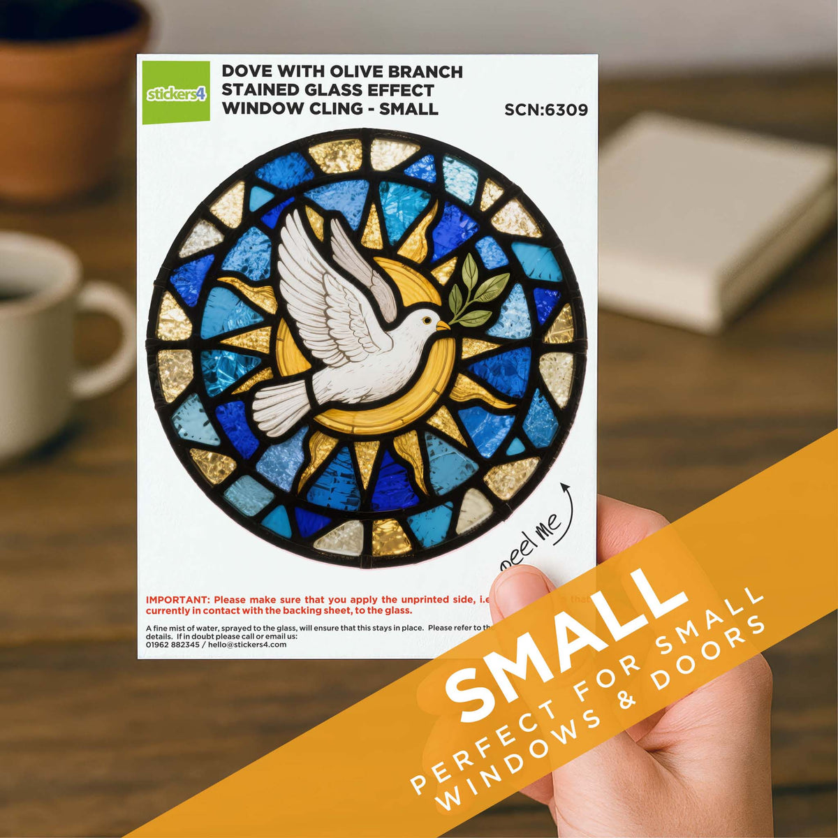 Stained Glass Dove with Olive Branch Window Cling Sticker