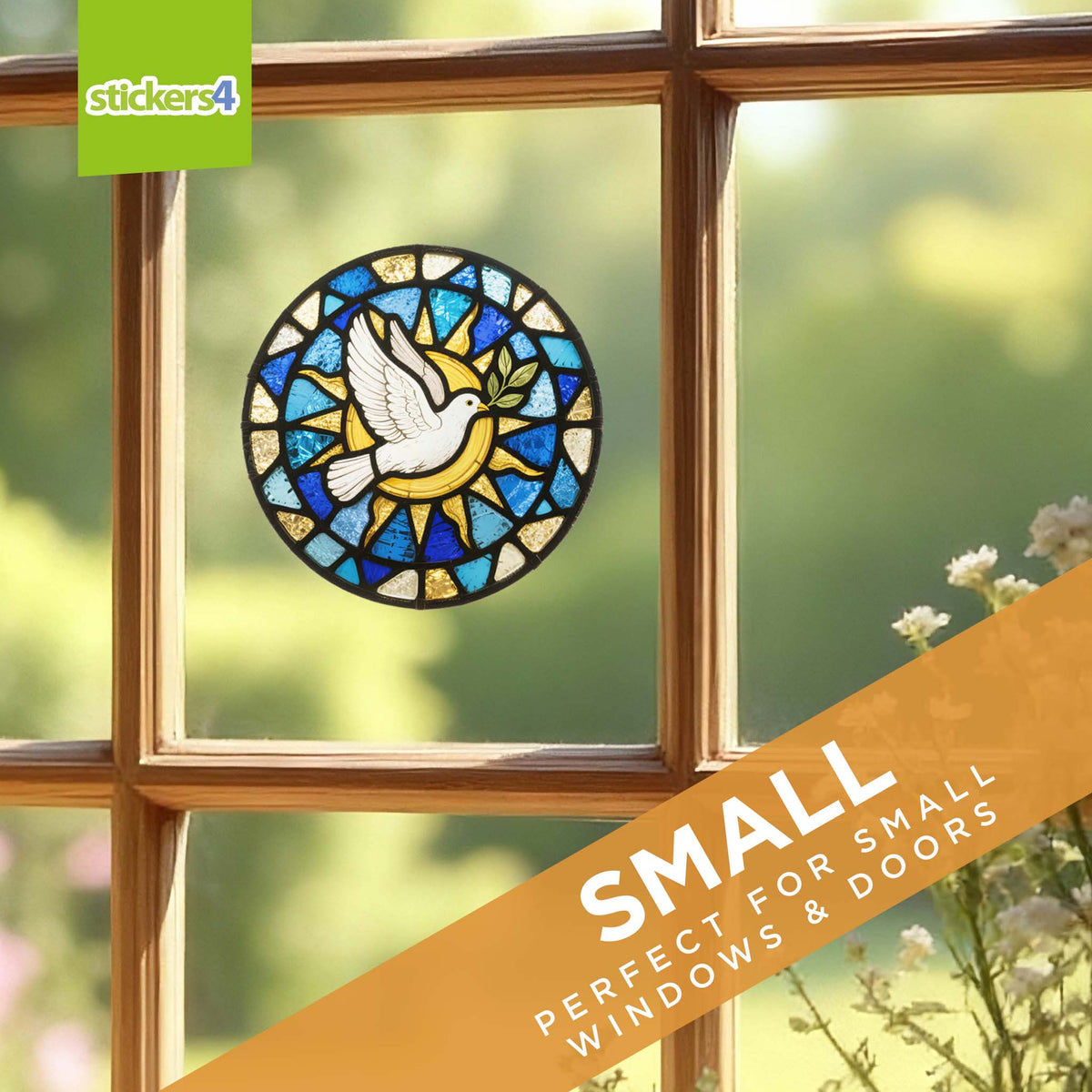 Stained Glass Dove with Olive Branch Window Cling Sticker