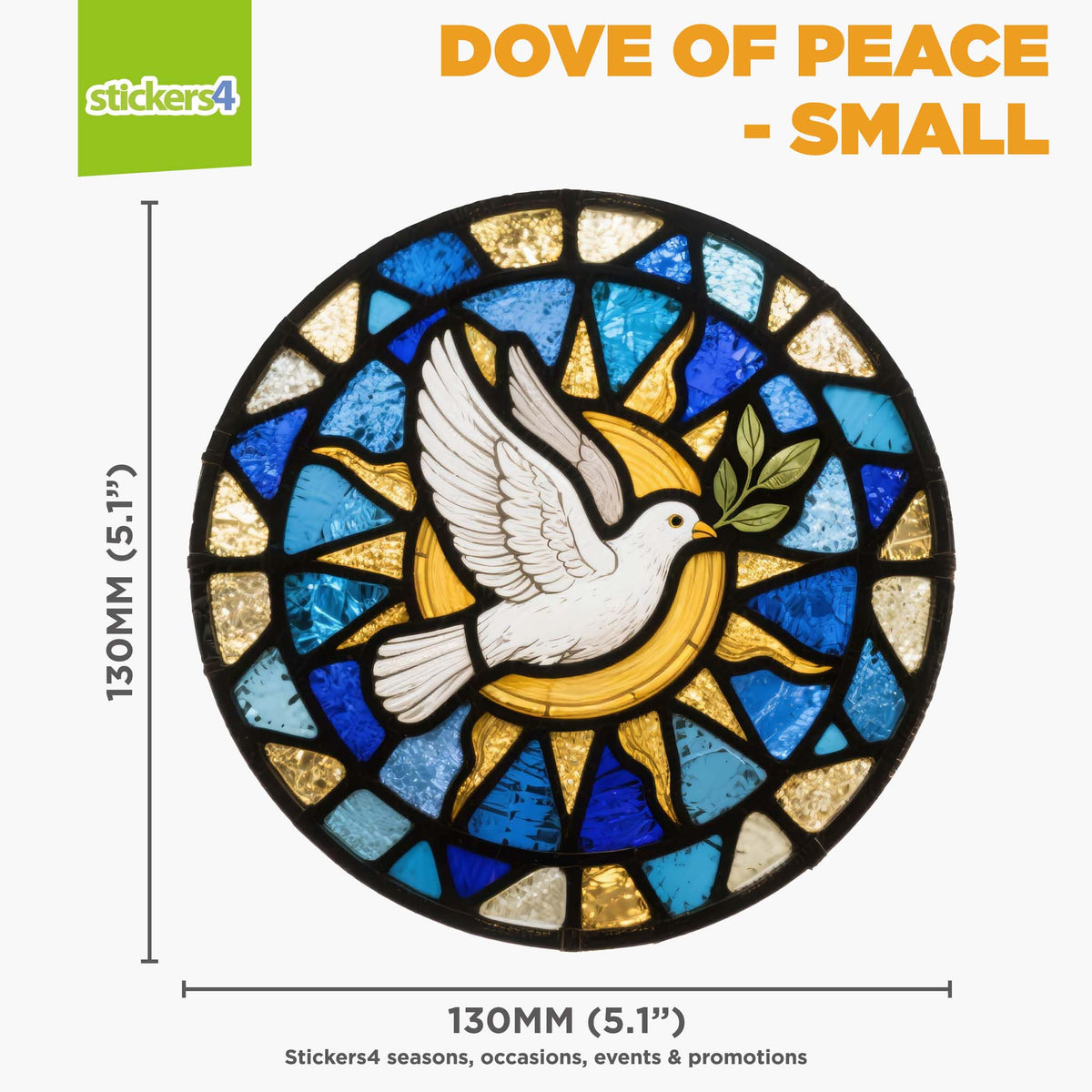 Stained Glass Dove with Olive Branch Window Cling Sticker