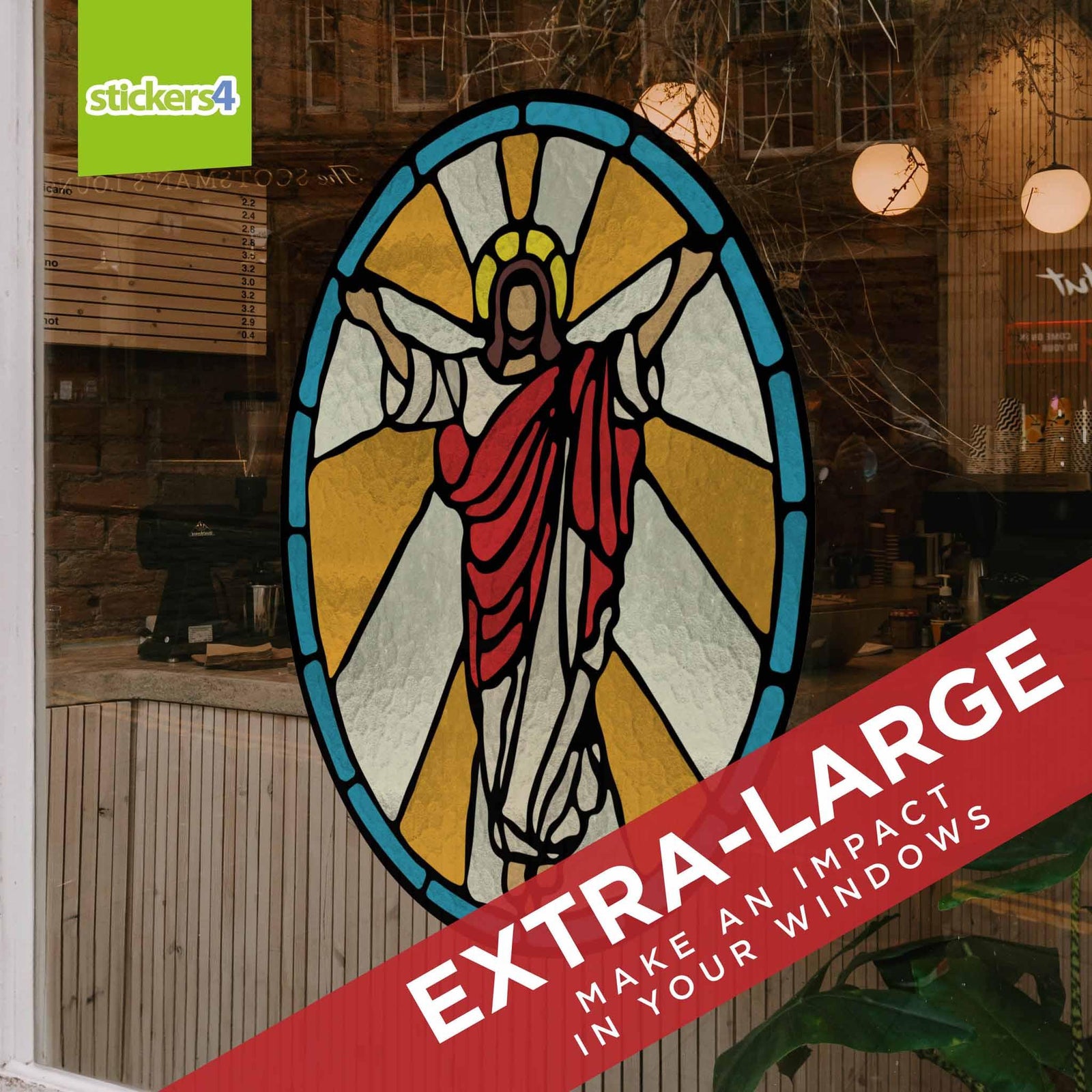 Easter Blessings Stained Glass Effect Window Sticker- Easter Window Cling Easter Window Display