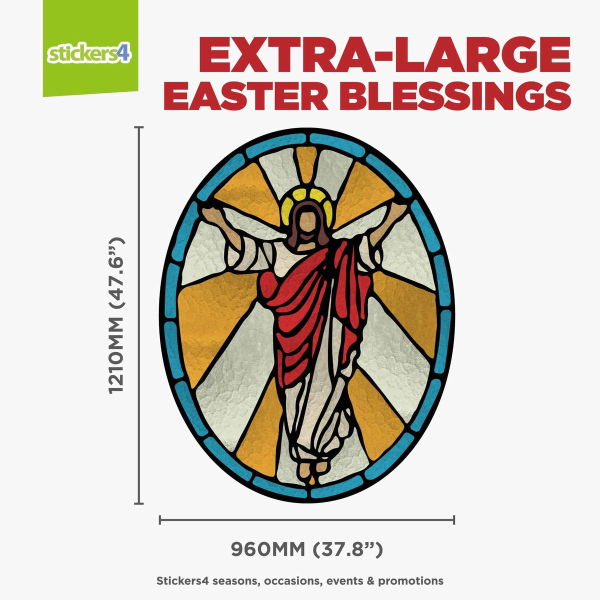 Easter Blessings Stained Glass Effect Window Sticker- Easter Window Cling