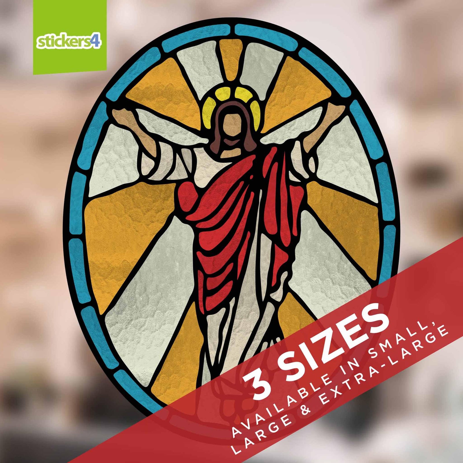 Easter Blessings Stained Glass Effect Window Sticker- Easter Window Cling Easter Window Display