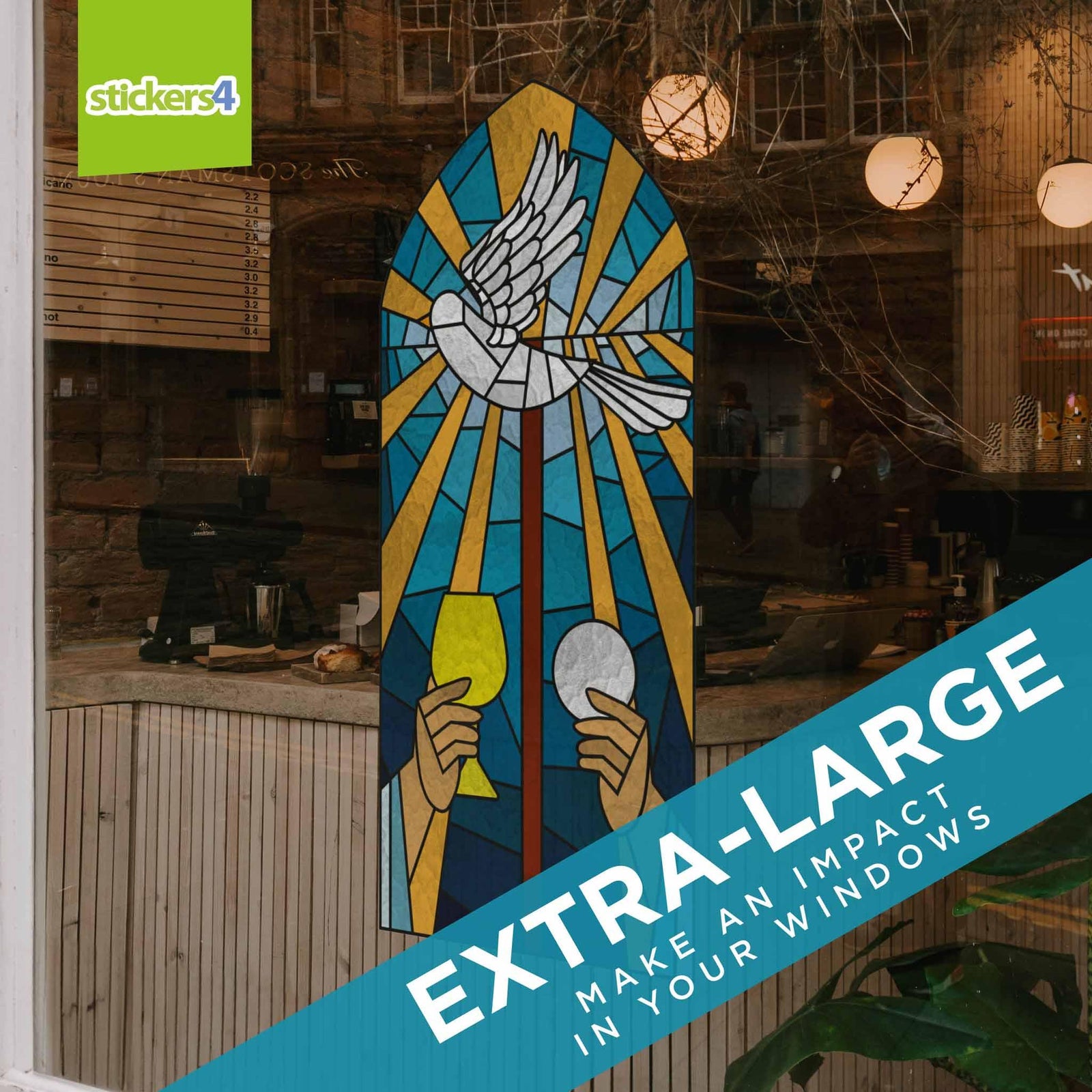 Easter Dove Stained Glass Effect Arc - Easter Window Cling Easter Window Display