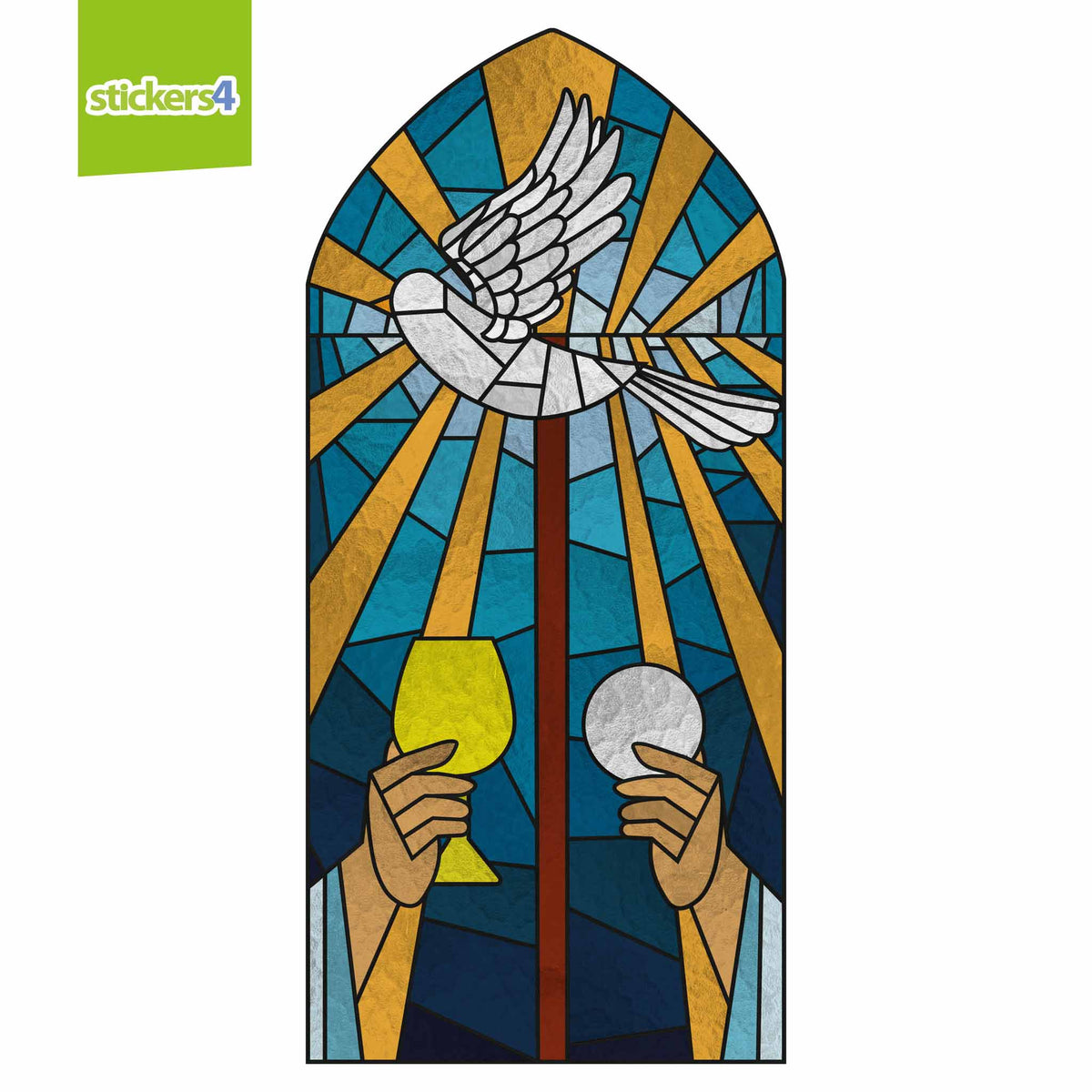 Easter Dove Stained Glass Effect Arc  - Easter Window Cling