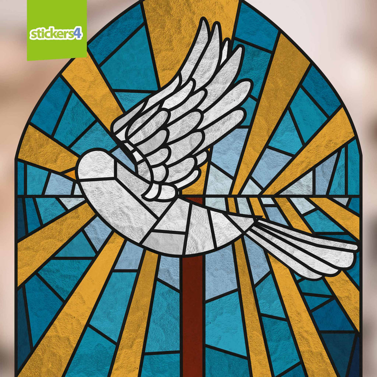 Easter Dove Stained Glass Effect Arc  - Easter Window Cling