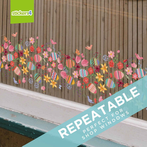 Easter Eggs & Flowers Window Border Cling Easter