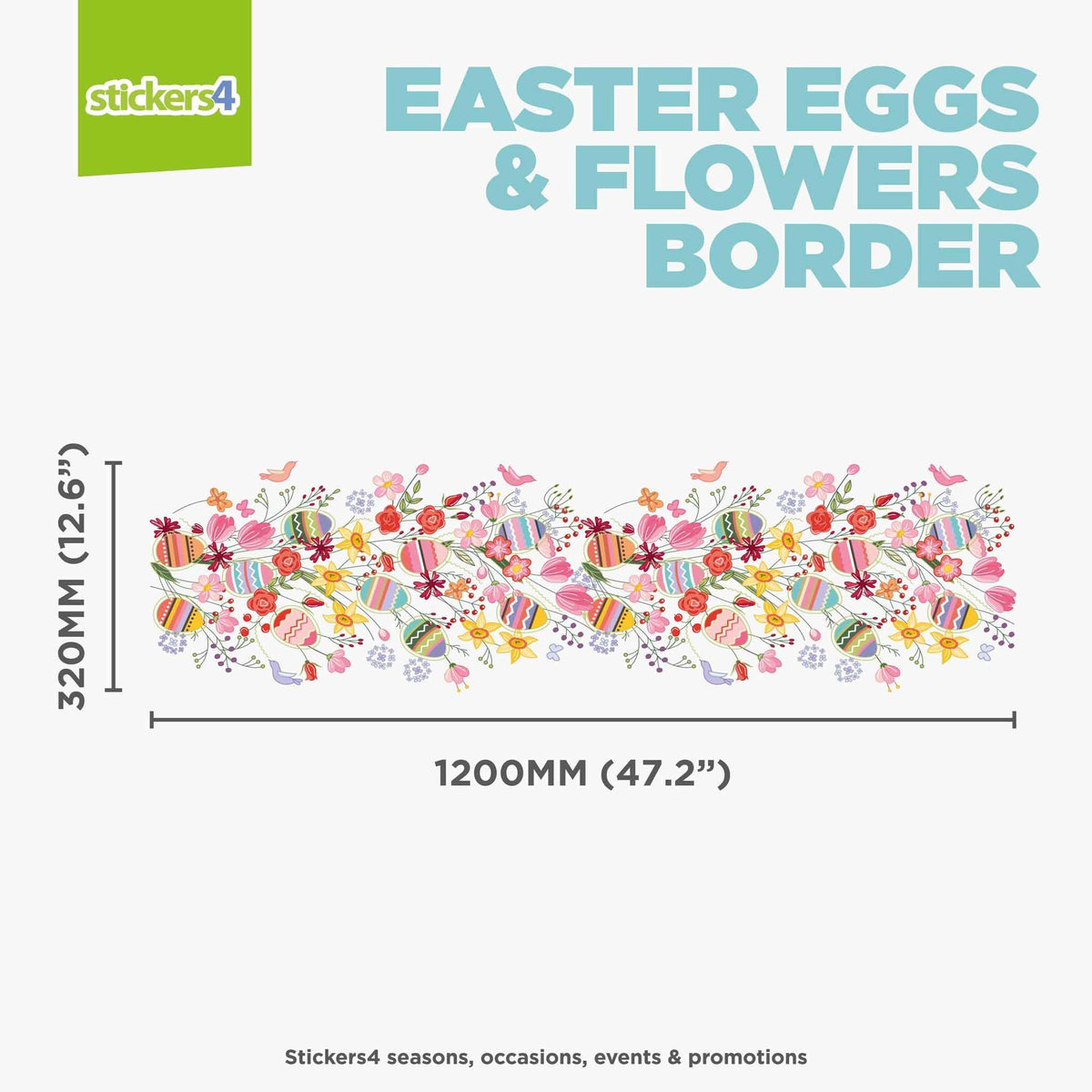 Easter Eggs &amp; Flowers Window Border Cling