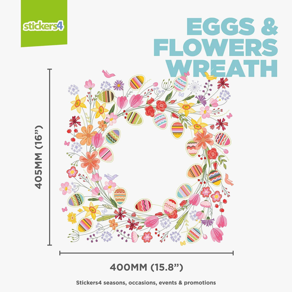 Easter Eggs &amp; Flowers Wreath Window cling