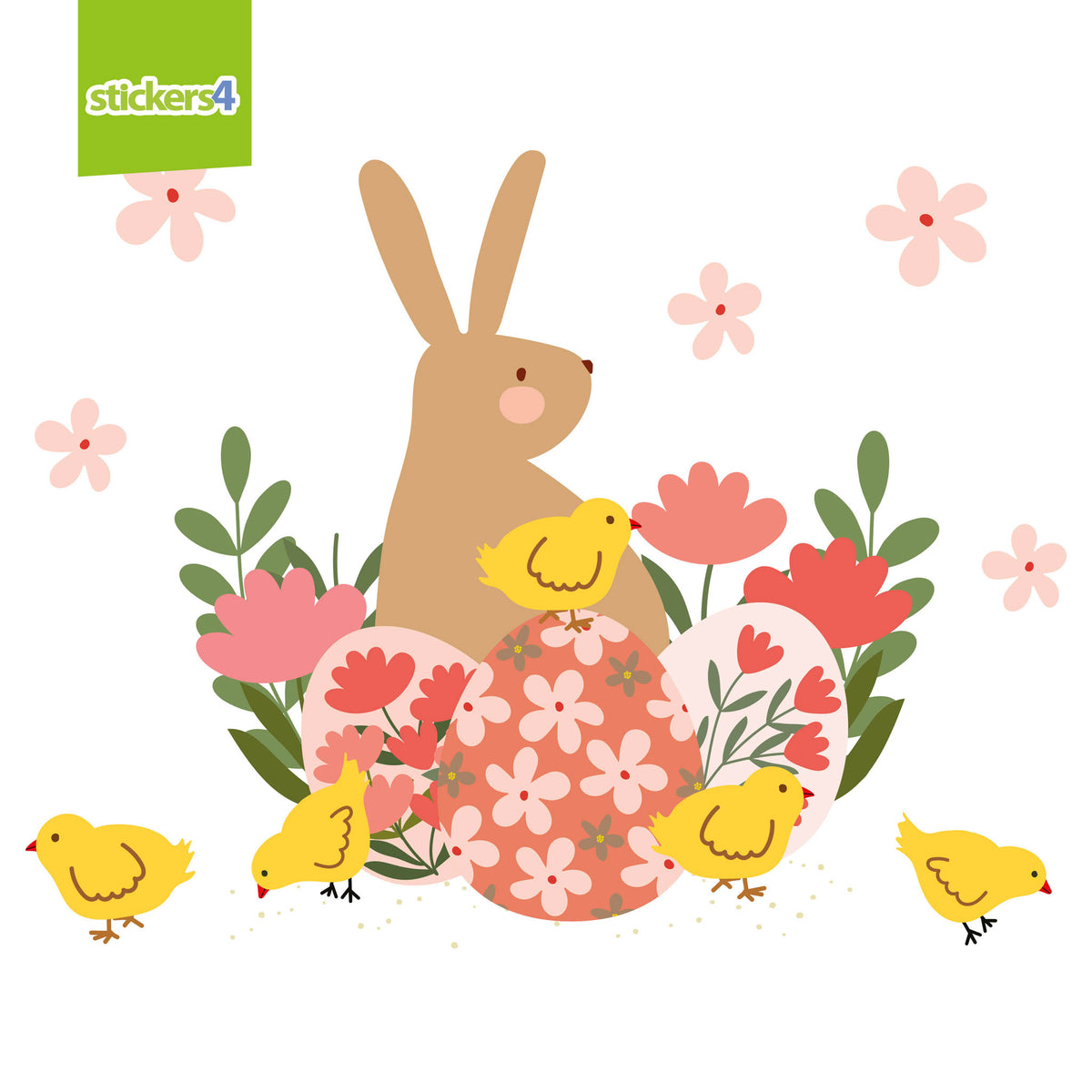 Easter Rabbit with Chicks Window Stickers