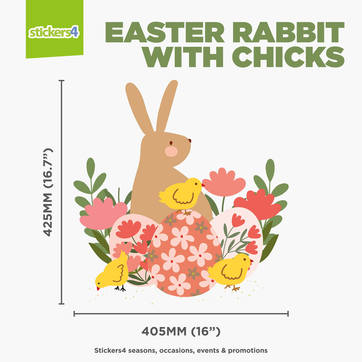 Easter Rabbit with Chicks Window Stickers