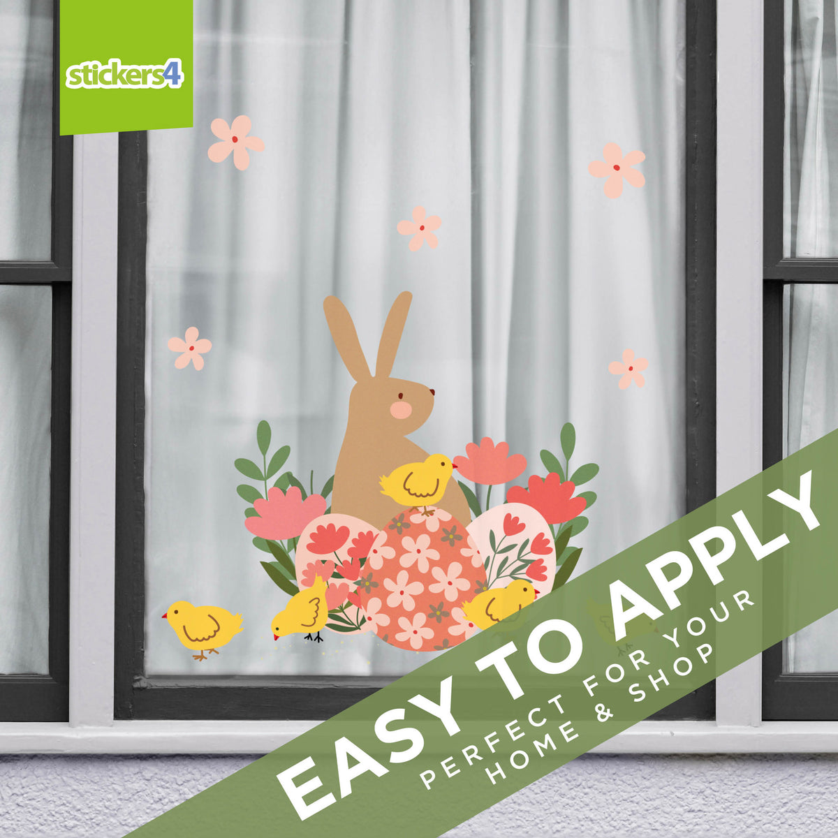 Easter Rabbit with Chicks Window Stickers