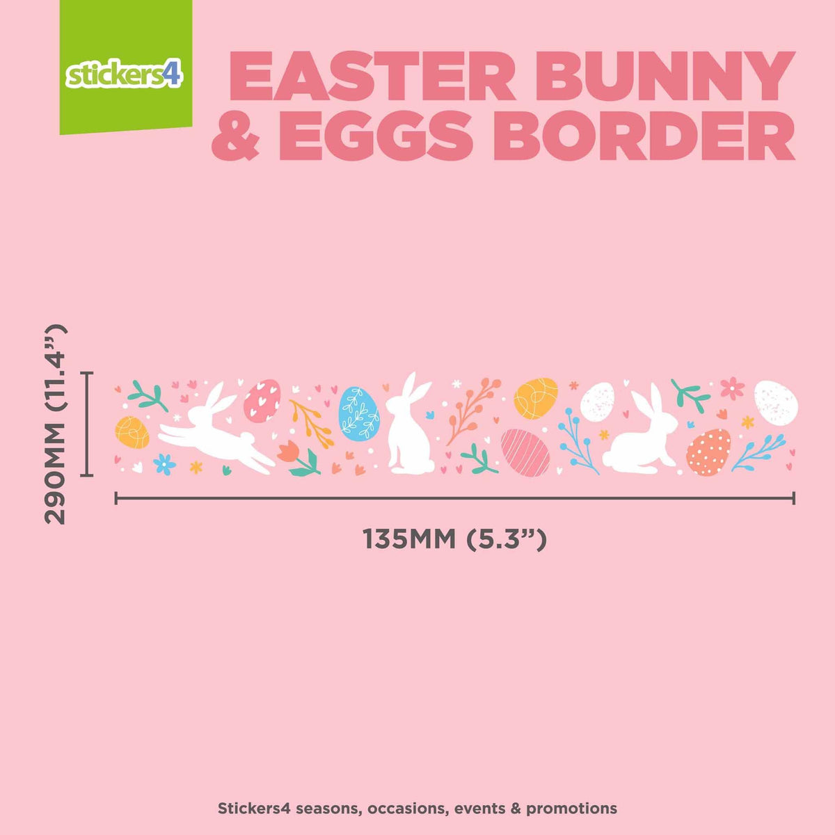 Easter Bunny &amp; Eggs Border Window Sticker Easter Window Display