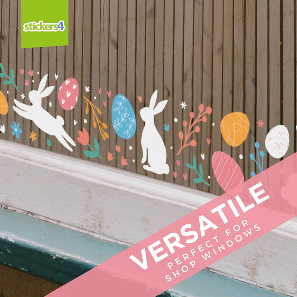 Easter Bunny & Eggs Border Window Sticker Easter Window Display