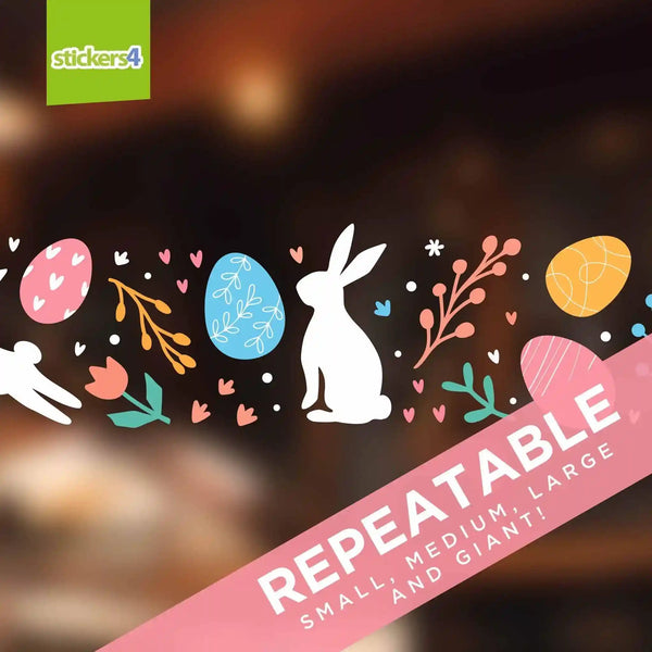 Easter Bunny & Eggs Border Window Sticker Easter Window Display