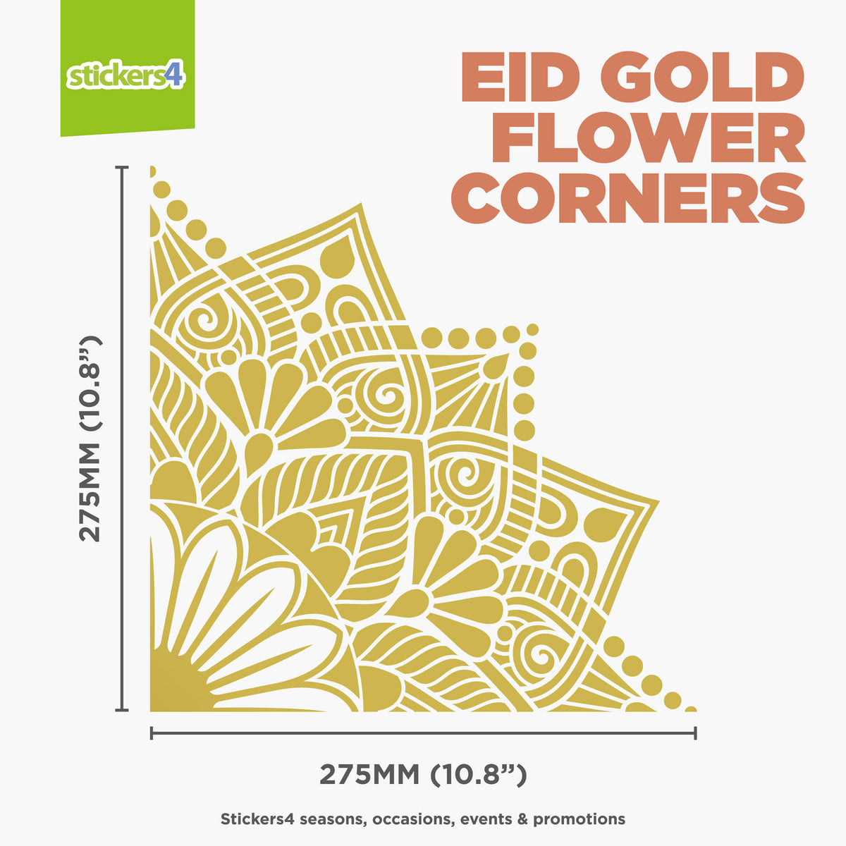 Eid Gold Flower Corner Window Stickers