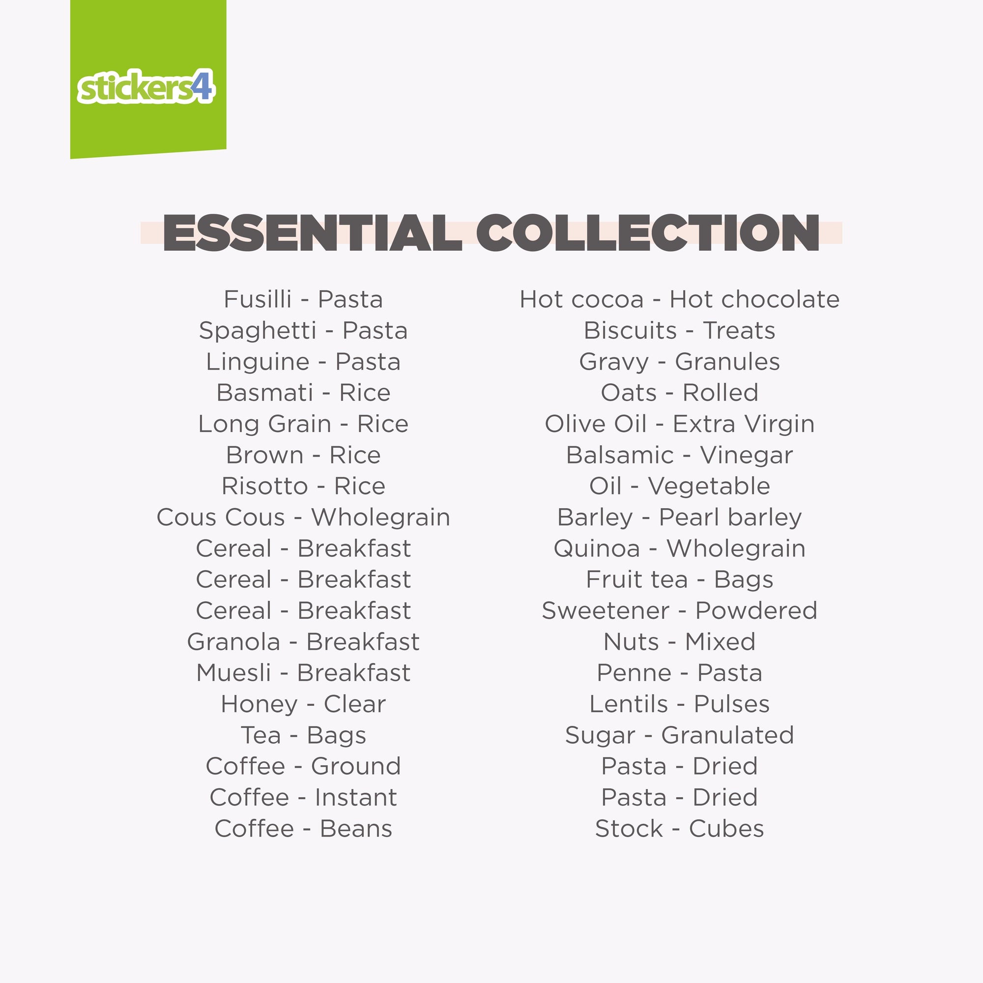 93 Essentials Collection Pantry Labels Home Organisation