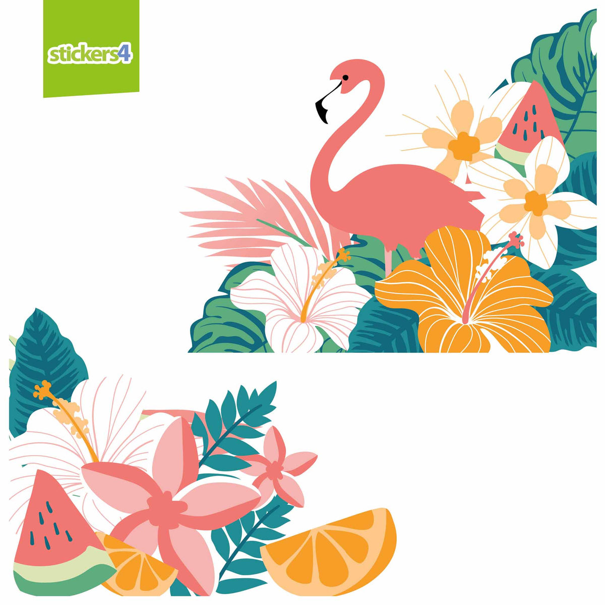 Fabulous Flamingo Corner Window Stickers