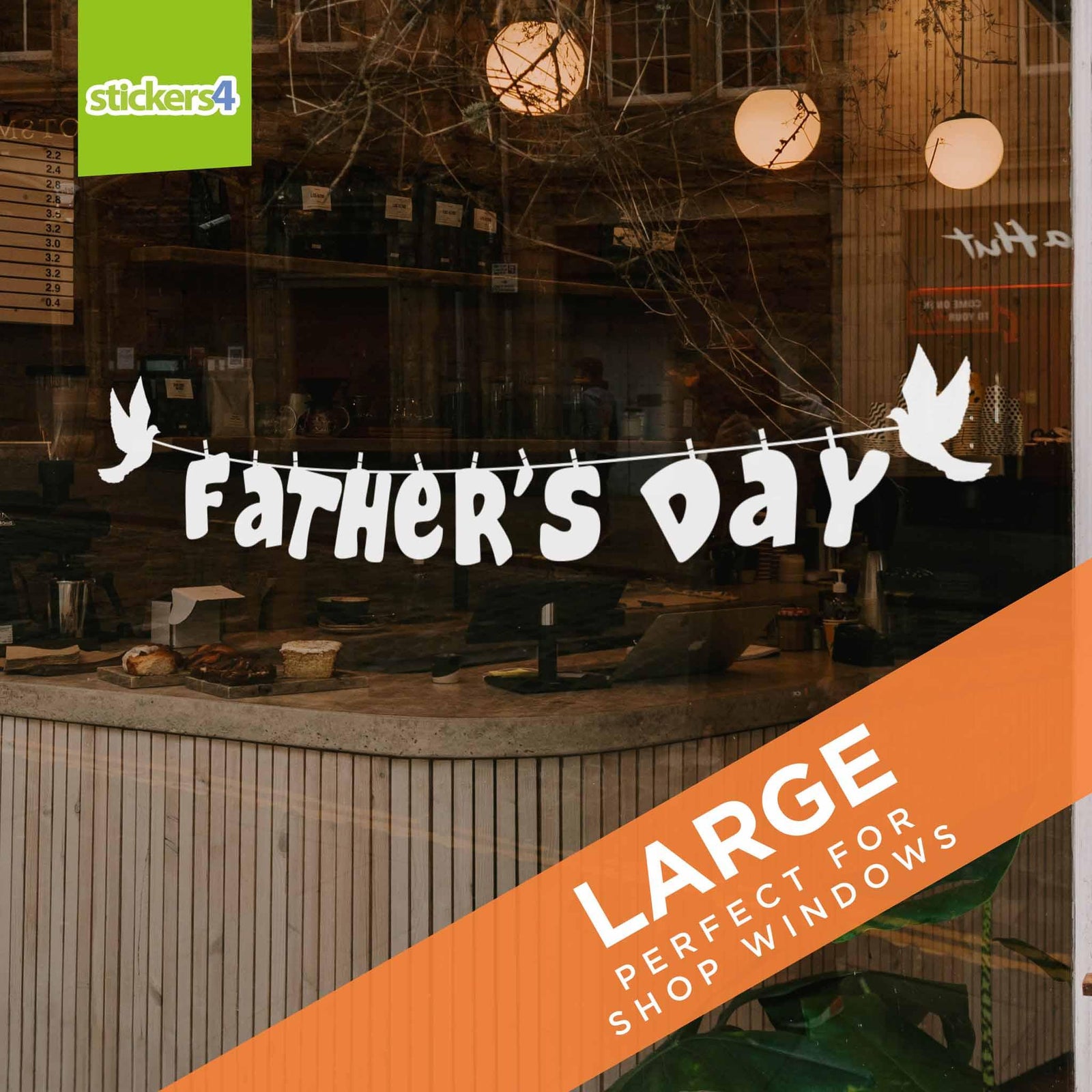 Father's Day Window Sticker with Birds Father's Day Window Display