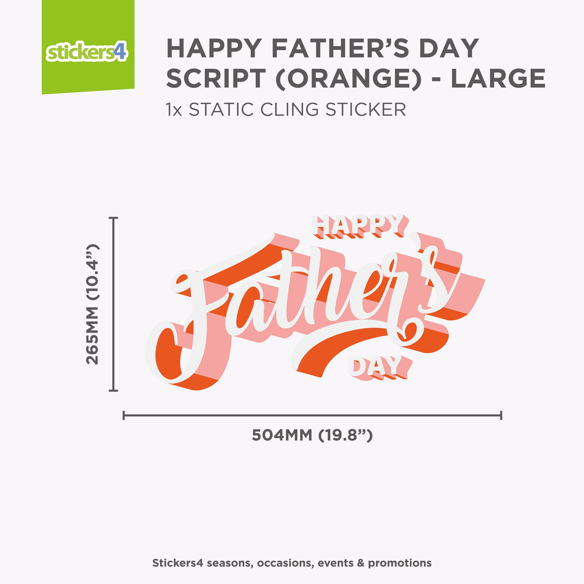 Happy Father&#39;s Day Script (Orange) - Father&#39;s Day Window Cling Father&#39;s Day Window Display