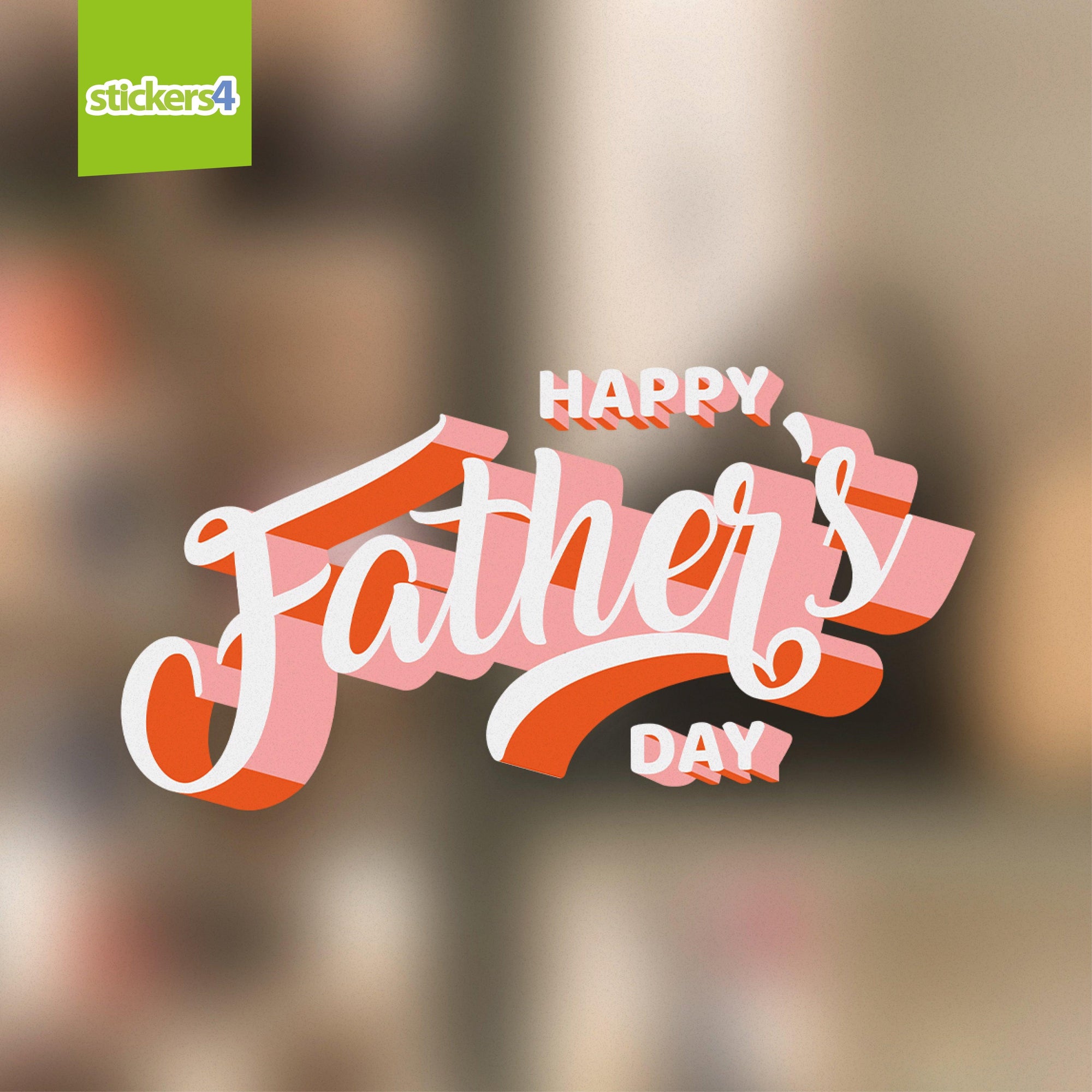 Happy Father's Day Script (Orange) - Father's Day Window Cling Father's Day Window Display