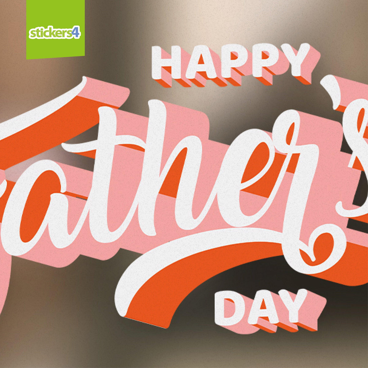 Happy Father&#39;s Day Script (Orange) - Father&#39;s Day Window Cling Father&#39;s Day Window Display