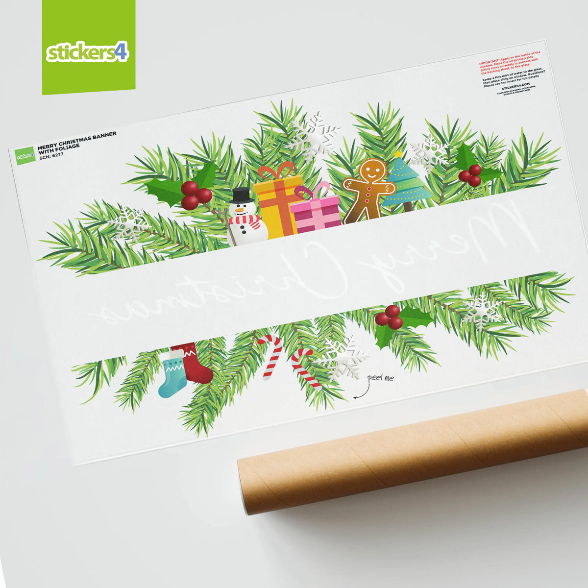Christmas-themed border stickers with festive designs on a white background, featuring the brand &#39;stickers4&#39;.