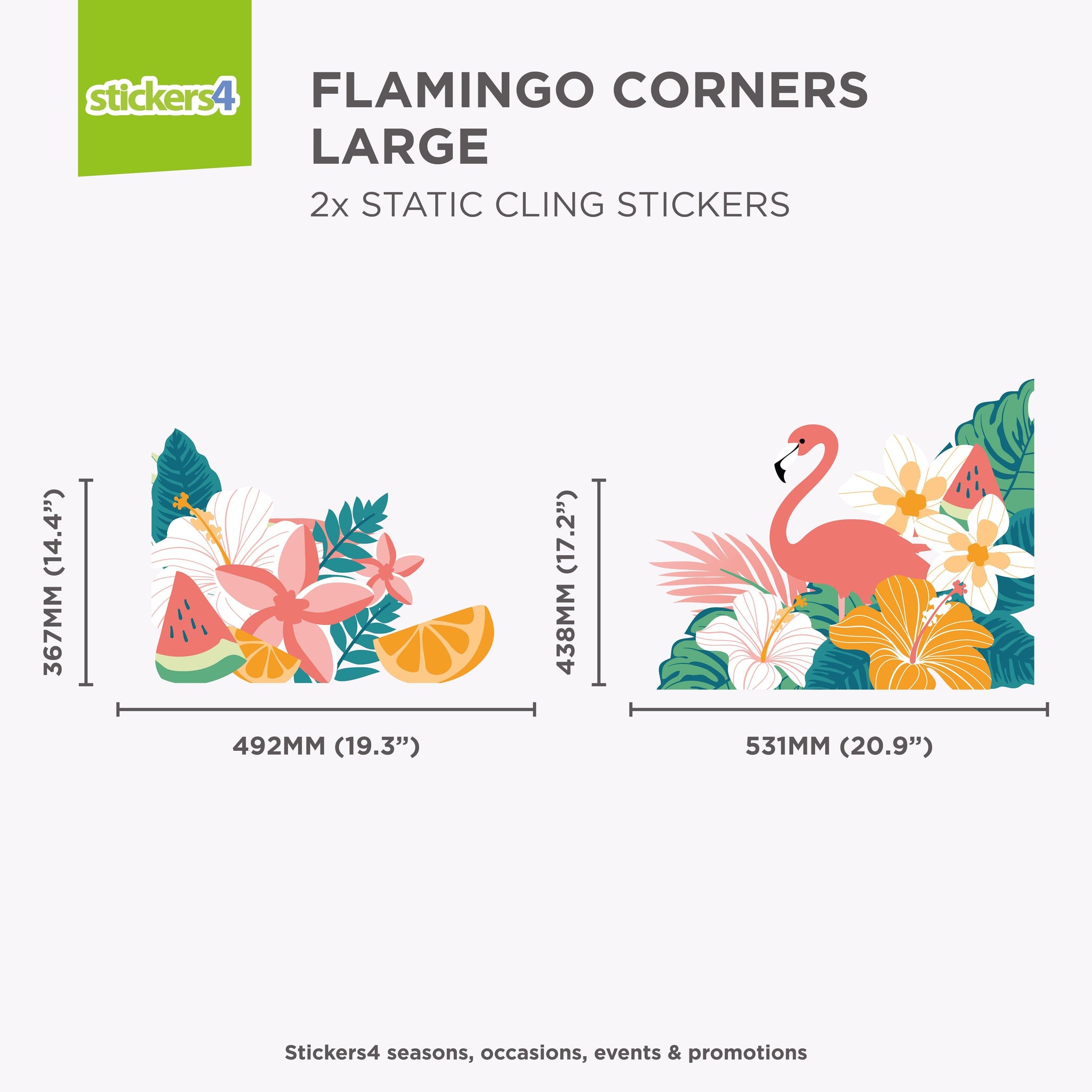 Fabulous Flamingo Corner Window Stickers