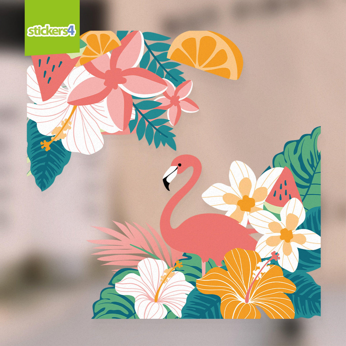 Fabulous Flamingo Corner Window Stickers Summer Window Display