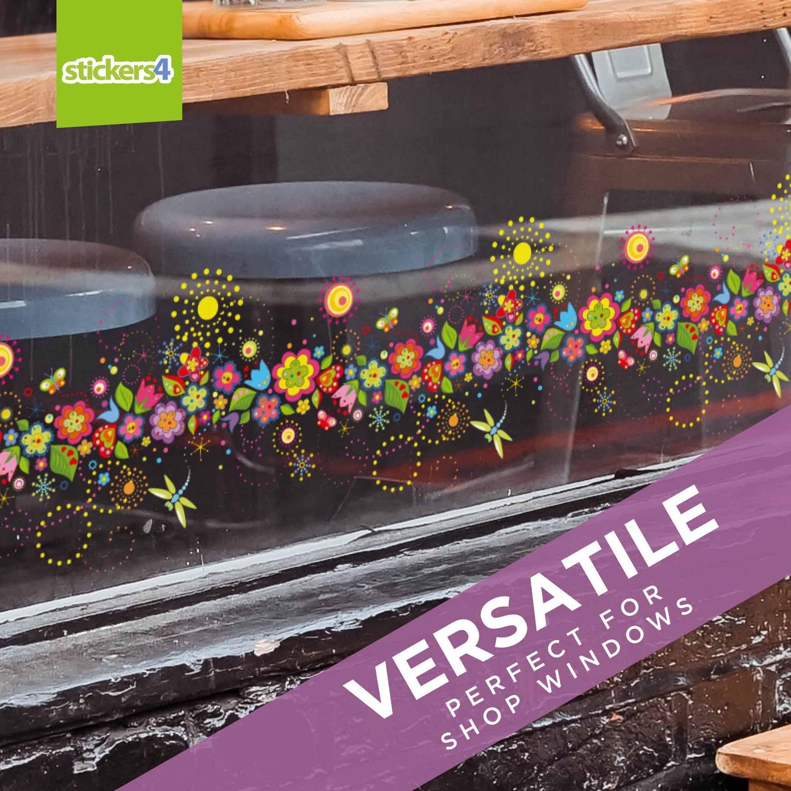 Floating Flowers Border Window Sticker Spring Window Display