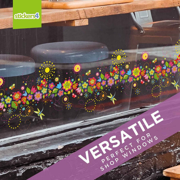 Floating Flowers Border Window Sticker Spring Window Display