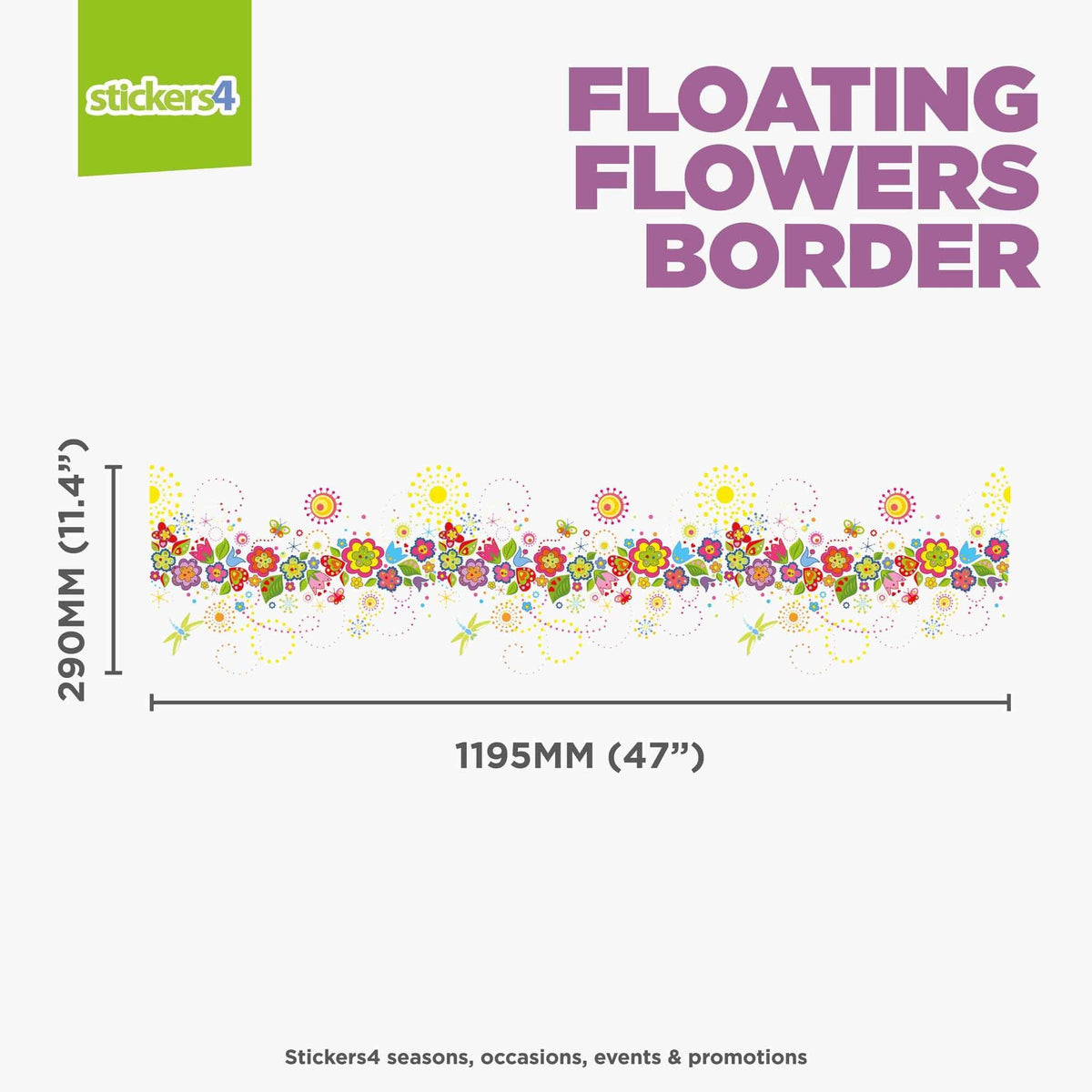 Floating Flowers Border Window Sticker Spring Window Display