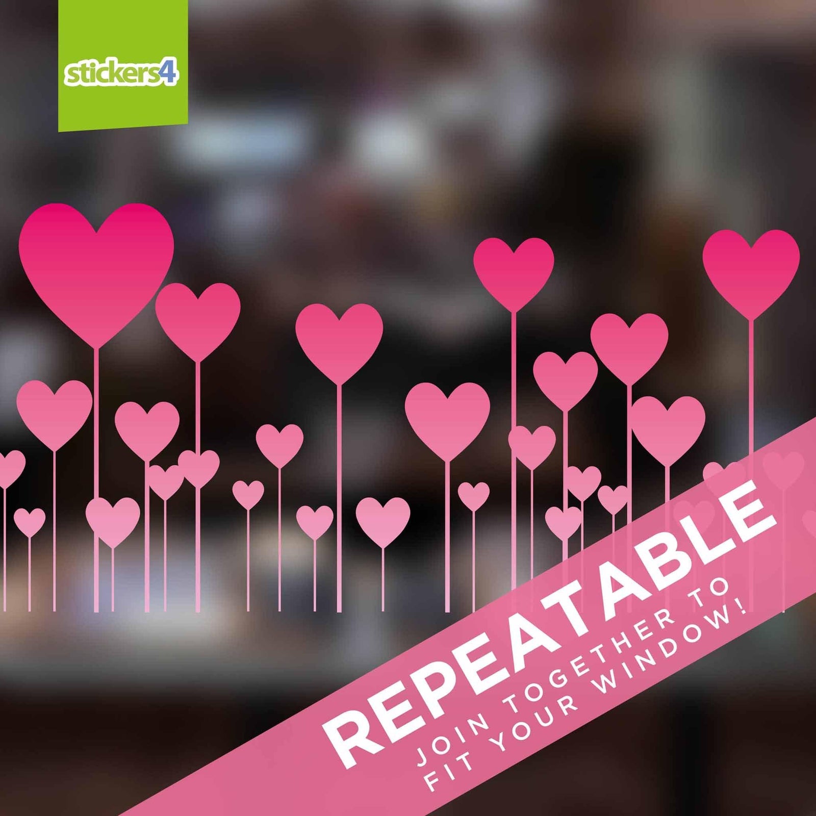 Large Floating Hearts Border Window Cling Valentine's Day Display